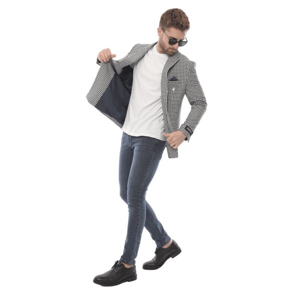 Double Breasted Jacket, Gingham Monochrome by Derman Suits - Picture 5 of 7